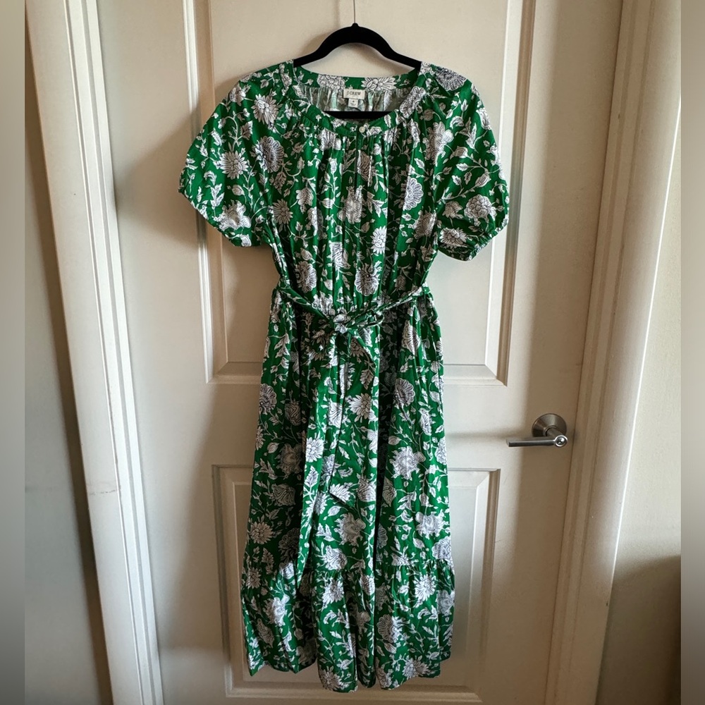 J. Crew Keyhole midi dress (Green Picnic)— Size 8